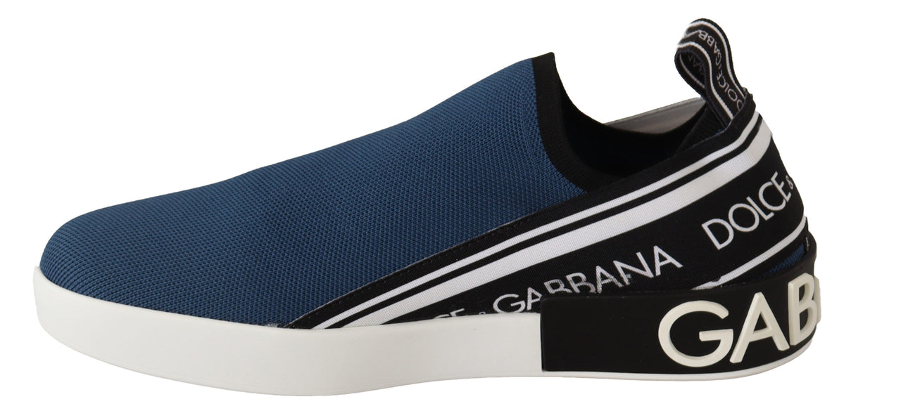 Elegant Blue & White Loafer Sneakers