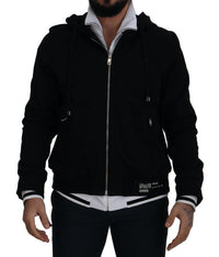 Thumbnail for Elegant Black Bomber Jacket with Hood