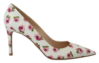 Thumbnail for Elegant Floral Print Leather Heels