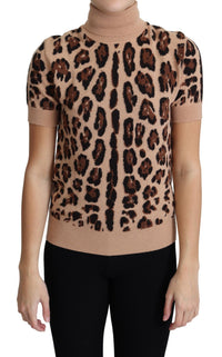 Thumbnail for Elegant Leopard Print Wool Turtleneck Top