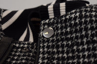 Thumbnail for Multicolor Houndstooth Leather Bomber Jacket