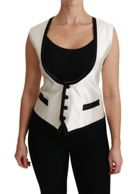 Thumbnail for Elegant Silk Sleeveless Vest in Black & White