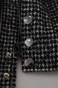 Thumbnail for Multicolor Houndstooth Leather Bomber Jacket