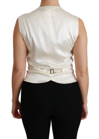 Thumbnail for Elegant Silk Sleeveless Vest in Black & White