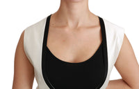 Thumbnail for Elegant Silk Sleeveless Vest in Black & White