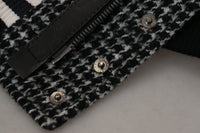 Thumbnail for Multicolor Houndstooth Leather Bomber Jacket