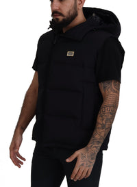 Thumbnail for Sleek Black Hooded Short Sleeve Jacket