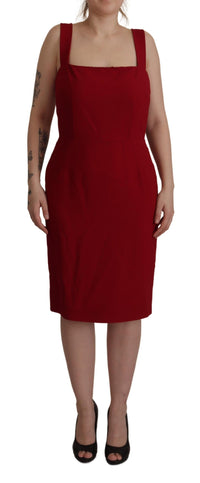 Thumbnail for Elegant Red Square Neck Midi Dress