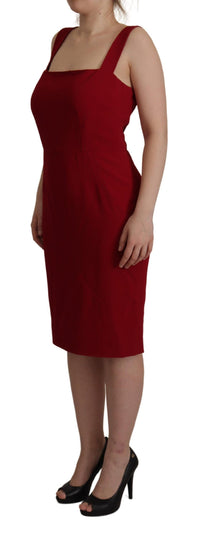 Thumbnail for Elegant Red Square Neck Midi Dress