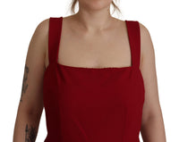 Thumbnail for Elegant Red Square Neck Midi Dress