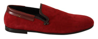 Thumbnail for Red Suede Leather Slip On Loafers Men's Shoes