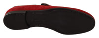 Thumbnail for Red Suede Leather Slip On Loafers Men's Shoes