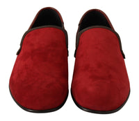 Thumbnail for Red Suede Leather Slip On Loafers Men's Shoes