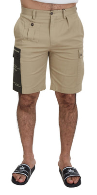 Thumbnail for Beige Cotton Cargo Bermuda Shorts