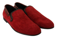 Thumbnail for Red Suede Leather Slip On Loafers Men's Shoes