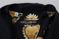 Thumbnail for Elegant Silk Pajama Look Shirt with Gold Hearts