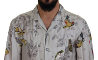 Thumbnail for Elegant Silk Bird Print Casual Shirt