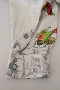 Thumbnail for Elegant Silk Bird Print Casual Shirt