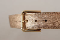 Thumbnail for Chic Rose Gold Leather Belt with Logo Buckle