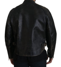 Thumbnail for Elegant Black Leather Jacket with Silver Details
