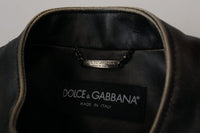 Thumbnail for Elegant Black Leather Jacket with Silver Details