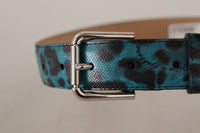 Thumbnail for Engraved Logo Leather Belt - Elegant Blue