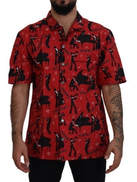 Thumbnail for Elegant Red Jazz Pattern Casual Shirt