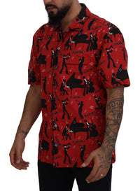 Thumbnail for Elegant Red Jazz Pattern Casual Shirt