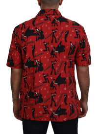 Thumbnail for Elegant Red Jazz Pattern Casual Shirt