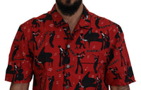 Thumbnail for Elegant Red Jazz Pattern Casual Shirt