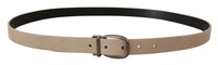 Thumbnail for Elegant Beige Leather Belt with Silver Tone Buckle