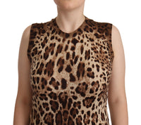 Thumbnail for Chic Leopard Silk Cashmere Sleeveless Top