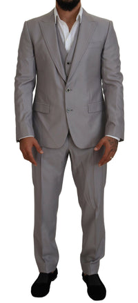 Thumbnail for Elegant Silver Slim Fit Three-Piece Suit