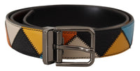 Thumbnail for Multicolor Leather Belt with Silver Buckle