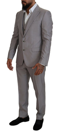 Thumbnail for Elegant Silver Slim Fit Three-Piece Suit