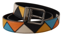 Thumbnail for Multicolor Leather Belt with Silver Buckle