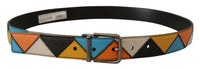 Thumbnail for Multicolor Leather Belt with Silver Buckle