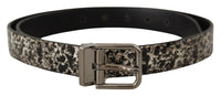 Thumbnail for Elegant Black Marble Print Leather Belt