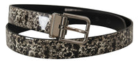 Thumbnail for Elegant Black Marble Print Leather Belt