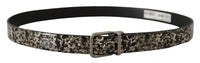 Thumbnail for Elegant Black Marble Print Leather Belt