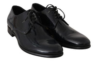 Thumbnail for Elegant Dark Blue Leather Derby Shoes