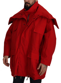 Thumbnail for Sleek Red Lightweight Windbreaker Jacket