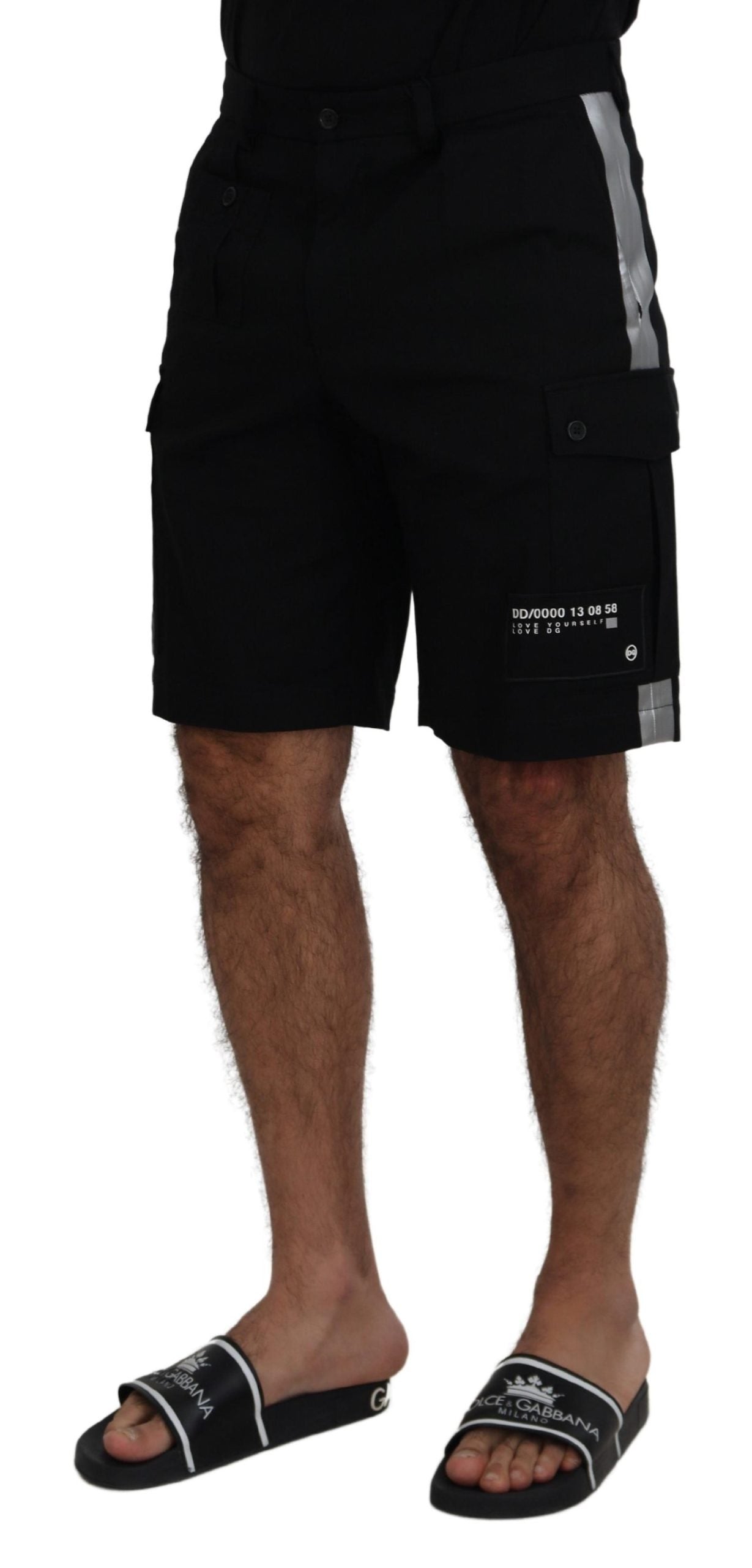 Black Bermuda Cargo Casual Shorts