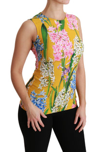 Thumbnail for Sunshine Floral Crewneck Sleeveless Blouse