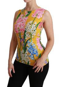Thumbnail for Sunshine Floral Crewneck Sleeveless Blouse