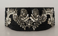 Thumbnail for Black Silk Brass Crystal Embellished Waist Belt