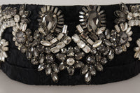 Thumbnail for Black Silk Brass Crystal Embellished Waist Belt