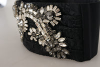 Thumbnail for Black Silk Brass Crystal Embellished Waist Belt