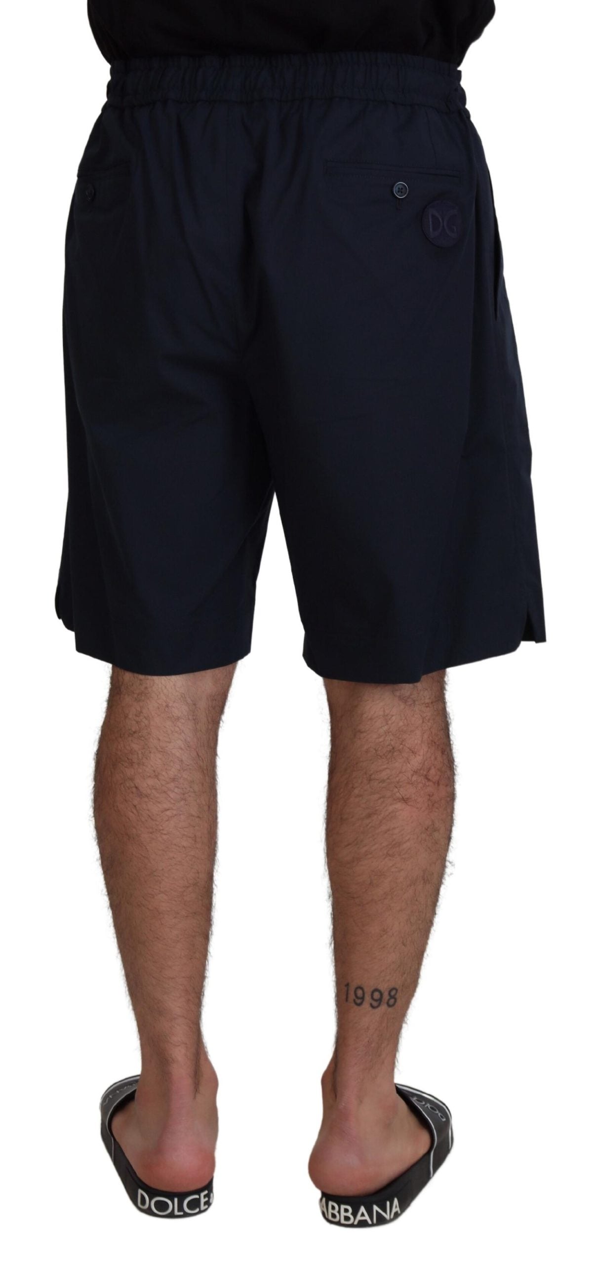 Blue Bermuda Mid Waist Casual Shorts