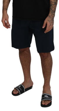 Thumbnail for Blue Bermuda Mid Waist Casual Shorts